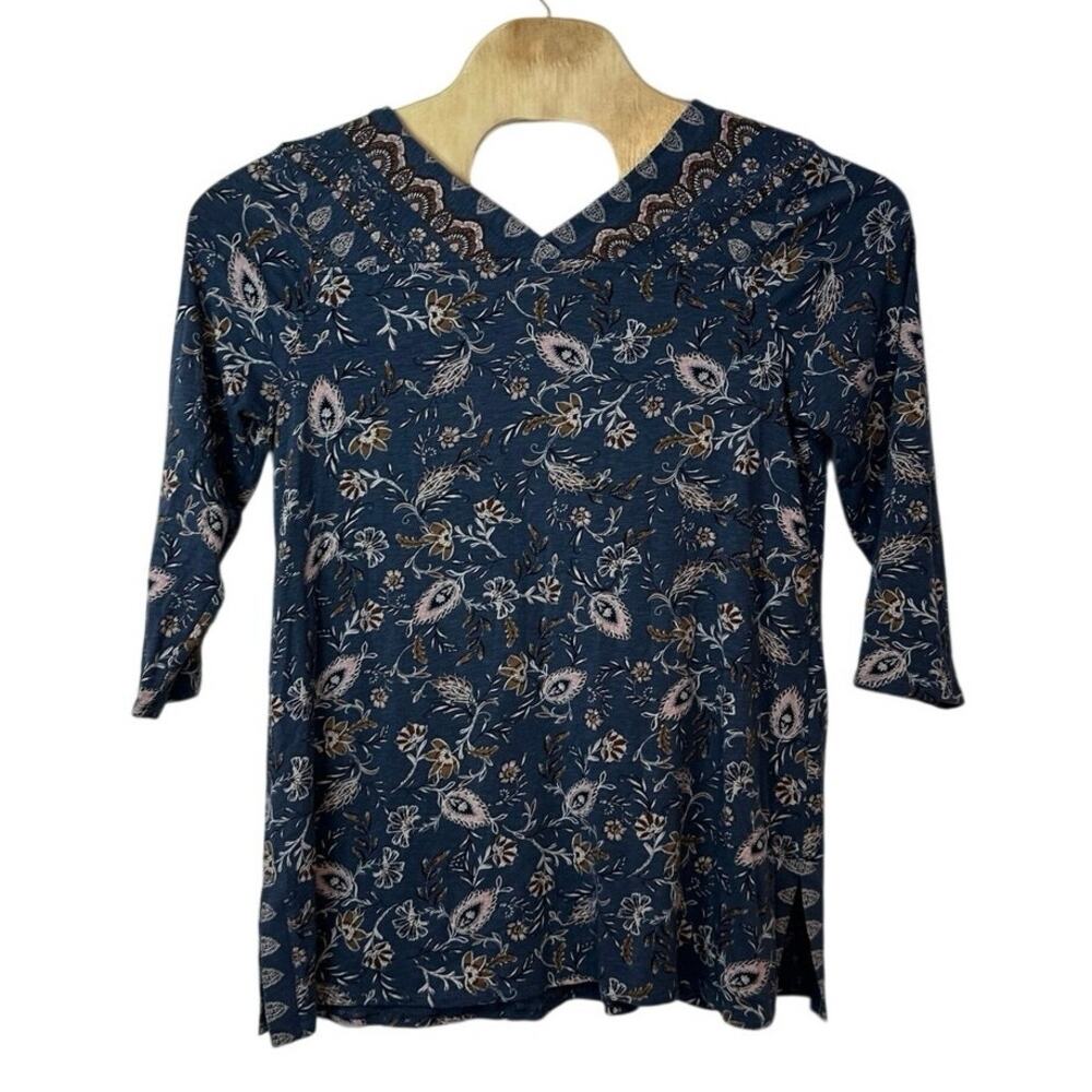 J. Jill Women’s V-Neck Tunic Top Size M Tall‎ Floral Casual Church Artsy Office - Picture 2 of 9